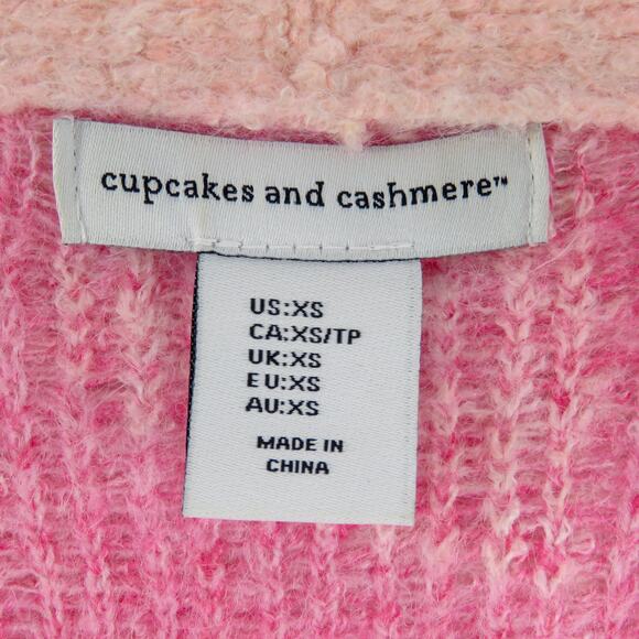 Cupcakes and Cashmere Pink Heart Fuzzy Knit Cardigan XS Valentine's Pastel Cute - Picture 3 of 5